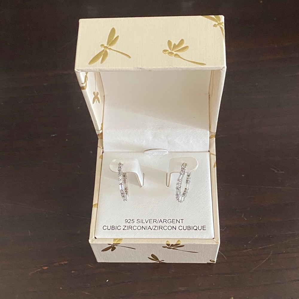 Sterling Silver Cubic Zirconia Hoop Earrings